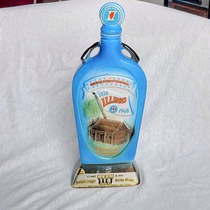 Vintage 1968 Jim Beam Illinois Bourbon Whiskey Decanter Bottle Liquor Ceramic